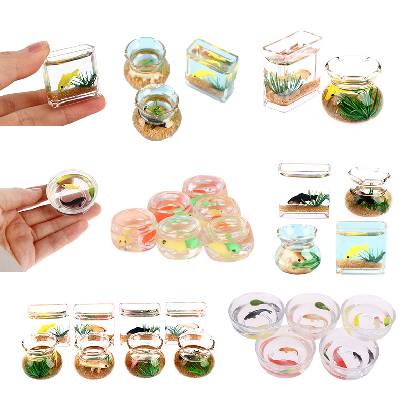 Aquarium Fish Bowl - 1/12 Lovely Dollhouse Miniature Glass Fish
