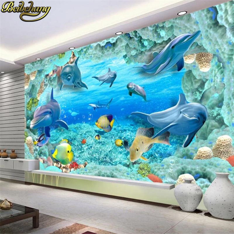 beibehang Custom 3D Mural Wall - Aquarium Fish Live Wallpaper のレビューと価格
