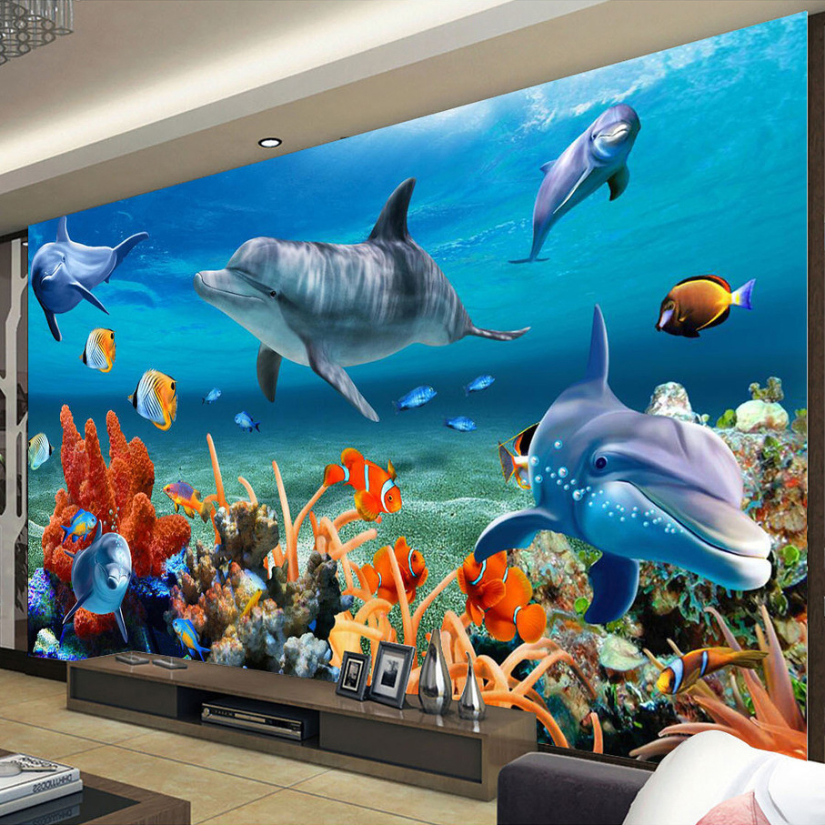 beibehang Custom 3D Mural Wall - Aquarium Fish Live Wallpaper のレビューと価格