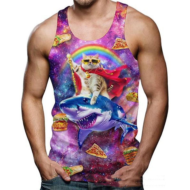 Funny Shark Cat 3D Print Tank  - Aquarium Fish Shark のレビューと価格