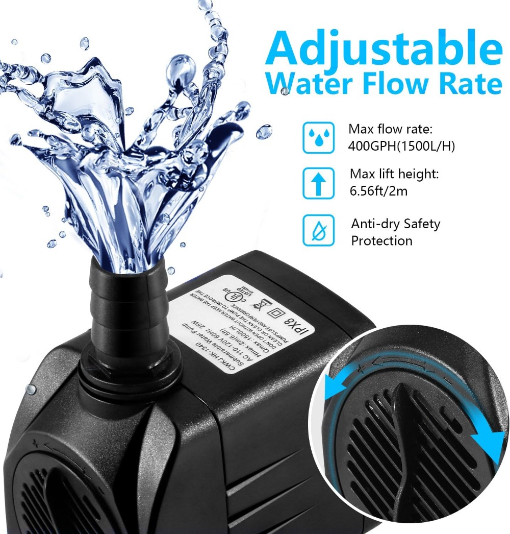 400GPH Submersible Fountain Pu - Aquarium Fish Pond のレビューと価格