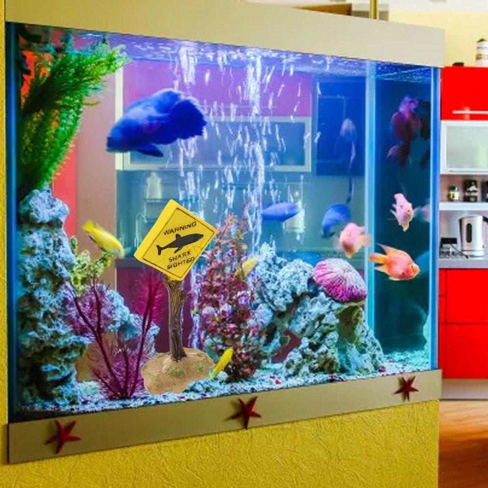 Resin Shark Warning Board Orna - Aquarium Fish Shark のレビューと価格